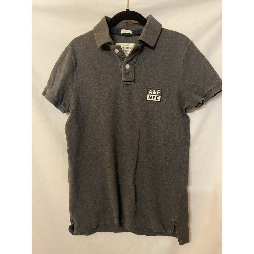 A & F NYC  Y2K Muscle Polo Dark Gray Shirt Short Sleeves Sz Small Unisex Vintage